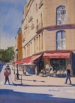 cityscape, landscape, paris, cafe, esmeralda, europe, oberst, original watercolor painting